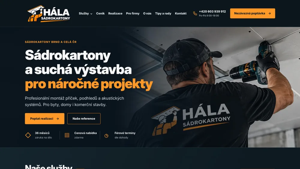 Nový web Sádrokartony Hála