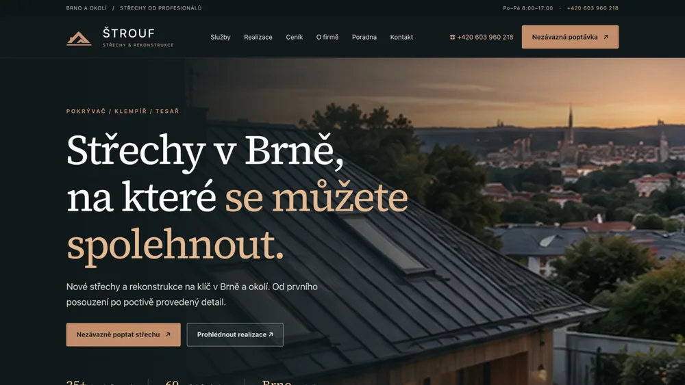 Nový web Střechy Štrouf